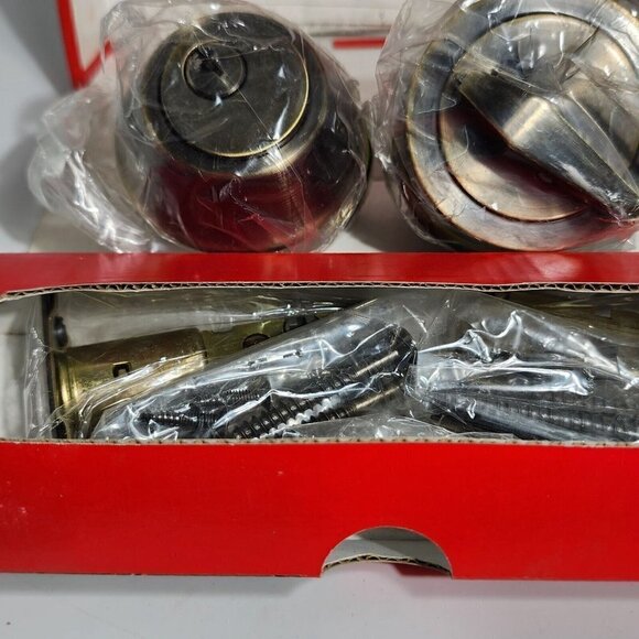 Mountain Security Single Cylinder Deadbolt Twin Pack Antique Brass Finish - Picture 9 of 10